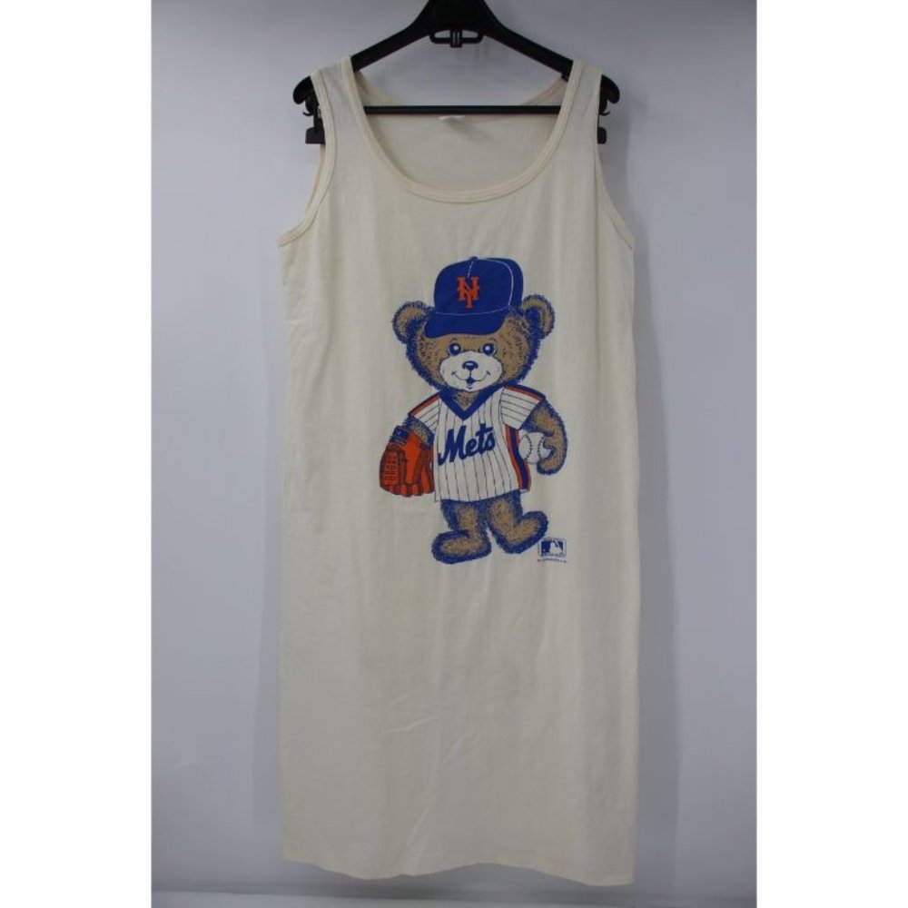 Vintage 1989 Milestones Womens OS new york mets bear‎ logo mlb dress sleeveless